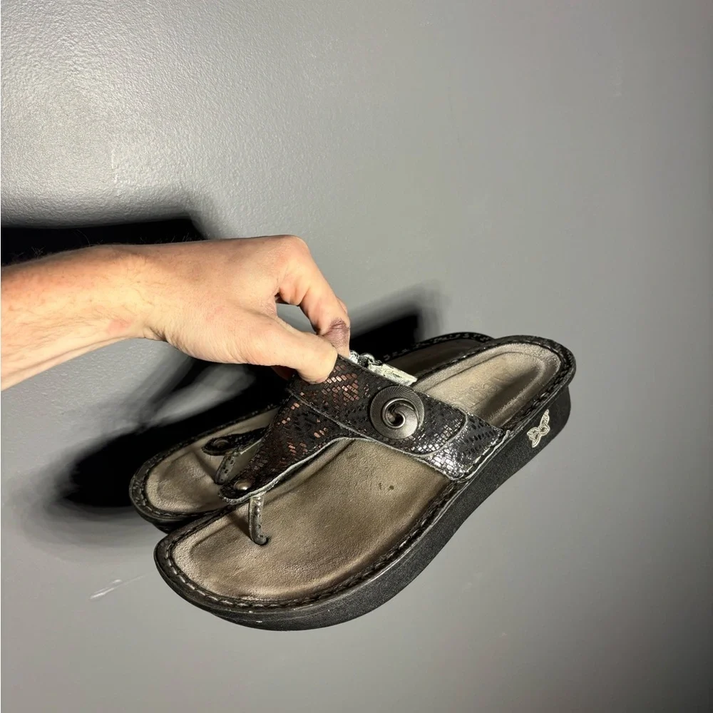 Alegria Carina Wedge Silver Sandal Size EU 39